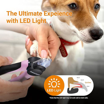 Dog Nail Clipper with Light, Illuminates Nail Clipper Kit or Bloodline for Safe, Easy Trimmers, Extra Sharp for Thick Nails, Quick Sensor, Avoid Over Cutting Toenail, for Cats & Dogs