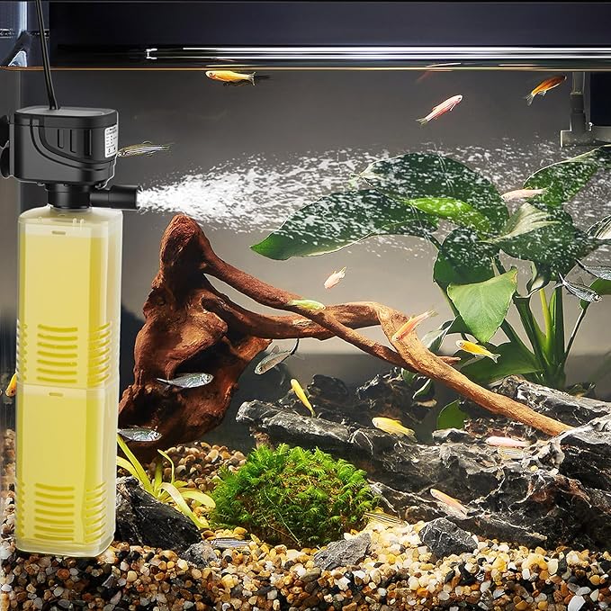 320 GPH Aquarium Filter lnternal Submersible Pump for 40 to 100 Gal Tanks ，Wave maker 4 in 1 ，Biochemical Filtration Powerful Pump/Pond Clear