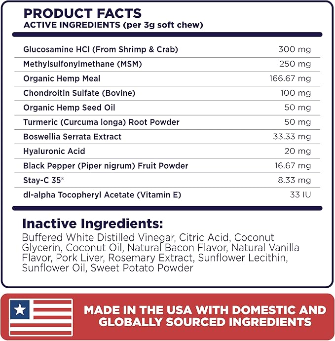 WildPaw WonderBites Hemp for HIPS, Joints, & Mobility -90 Soft Chews- Improves Mobility, Reduces Pain - Glucosamine, MSM, Hyaluronic Acid, Turmeric, & More – Joint Supplement for Dogs