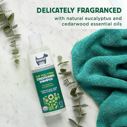 Hownd Yup You Stink Odor Deodorizing & Deep Clean 2-in-1 Dog Shampoo and Conditioner - Hypoallergenic, Vegan, pH-Balanced, Odor Control for Smelly, Itchy Dogs - Cedarwood and Eucalyptus