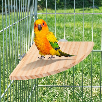 Bird Perch Platform Stand Wooden Parrot Perch Corner 5.9 Inches Fan Shape Playground Cage Accessories Parrot Stand Flat Perches for Bird Cages Corner Shelf for Birds Parrots Hamster Gerbil