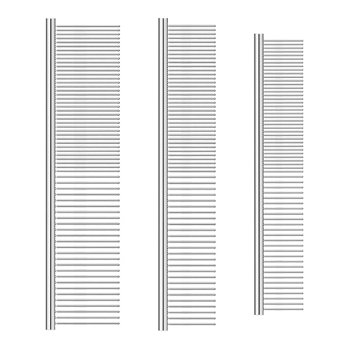 3 Pack Metal Comb For Dogs,Cat Grooming Comb,Dog Combs,Doodle Comb,Shedding Comb,For Professional Grooming Tool For Long And Short Haired Dog,Cat And Other Pets. (Large Medium Small), Metallic