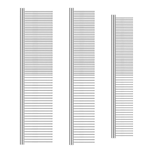 3 Pack Metal Comb For Dogs,Cat Grooming Comb,Dog Combs,Doodle Comb,Shedding Comb,For Professional Grooming Tool For Long And Short Haired Dog,Cat And Other Pets. (Large Medium Small), Metallic
