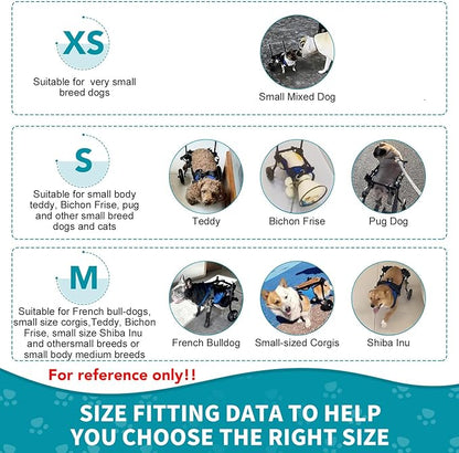 Dog Wheelchair for Back Legs with Pet Traction Rope, Small Wheelchair for Dogs with Disabled Hind Legs Walking Adjustable Dog Carts with Heavy Duty Wheels