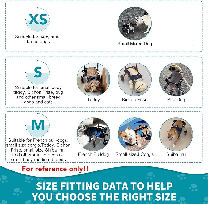 Dog Wheelchair for Back Legs with Pet Traction Rope, Small Wheelchair for Dogs with Disabled Hind Legs Walking Adjustable Dog Carts with Heavy Duty Wheels