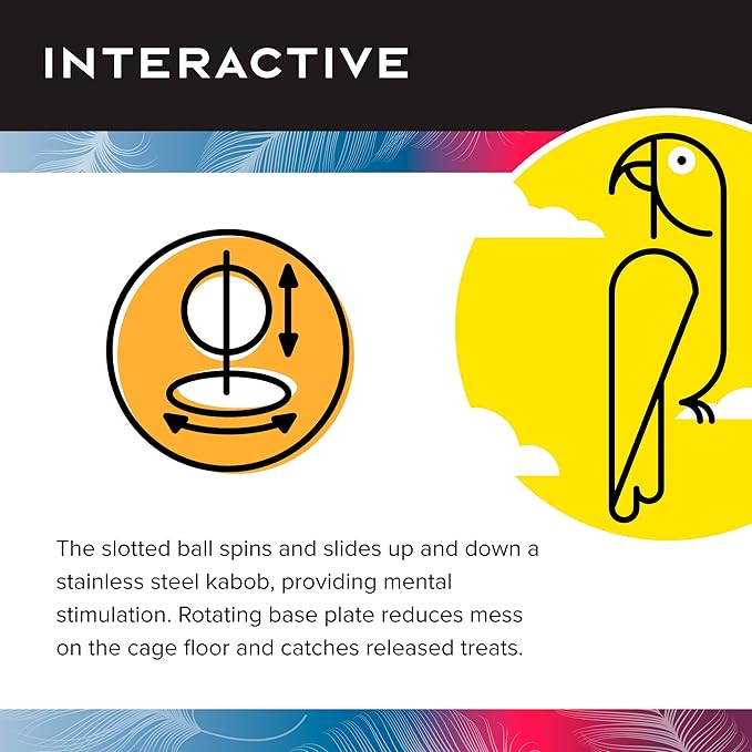 Featherland Paradise - Cage Mounted Buffet Ball - Interactive Bird Toy and Treat Dispenser - Creative Foraging Systems - Ideal for Medium to Extra Large Birds