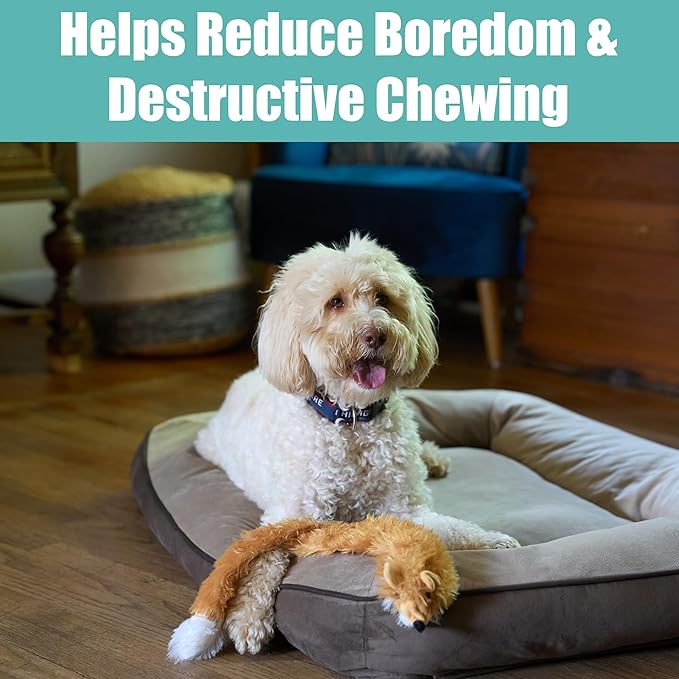 SPOT Skinneeez Fox 23-Inch Stuffing-Free Plush Dog Toy – Realistic Design with 2 Squeakers – Durable, Soft Polyester for Medium & Large Dogs – Tug, Fetch & Shake Play – for Moderate Chewers