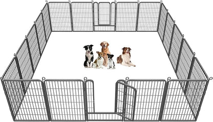 Dog Playpen 40 inch Dog Fence for Outdoor Indoor Use Heavy Duty Metal Dog Pen for Large Dogs, Rustproof Pet Playpen Portable Pet Fence Outdoor for Yard, RV Camping, Customizable, 20 Panels