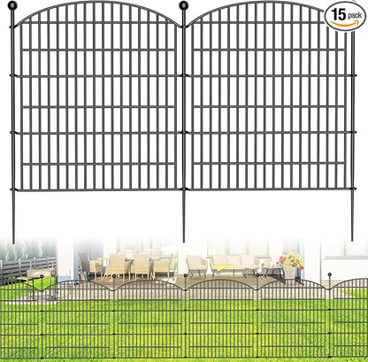 15 Panels Decorative Garden Fence - 32 in (H) x 35.4 ft (L) No Dig Dog Fence Outdoor for Yard, Rustproof Tall Garden Fencecing Panels, Animal Barrier Suitable for Yard Border, Patio, and Outdoor Use