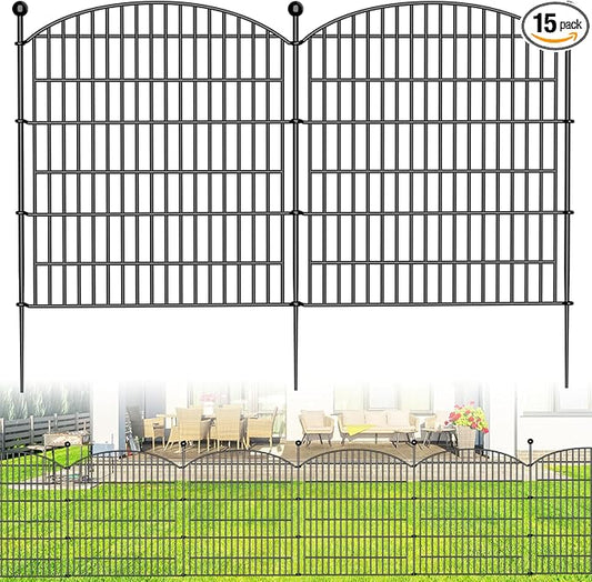 15 Panels Decorative Garden Fence - 32 in (H) x 35.4 ft (L) No Dig Dog Fence Outdoor for Yard, Rustproof Tall Garden Fencecing Panels, Animal Barrier Suitable for Yard Border, Patio, and Outdoor Use
