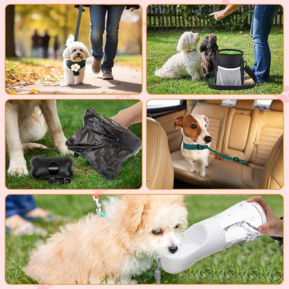 Abbylike 50 Pcs Puppy Supplies Starter Kit for Small Dogs Puppy Essentials Includes Leash, Bowls, Teeth Brushes, Water Bottle, and More Accessories for Dogs Christmas Welcome Gift(Black)