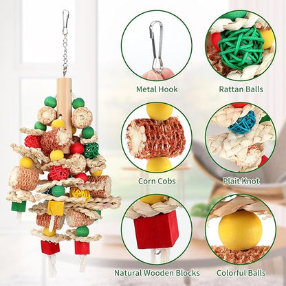 Rypet Wood Bird Chewing Toys for Cage Wall, Wooden Bird Cage Toy for Helping to Trim Beak, Birds Toys Parrot Toy for African Grey Parrots Cockatoos Amazon Parrot and Other Small to Medium Parrots