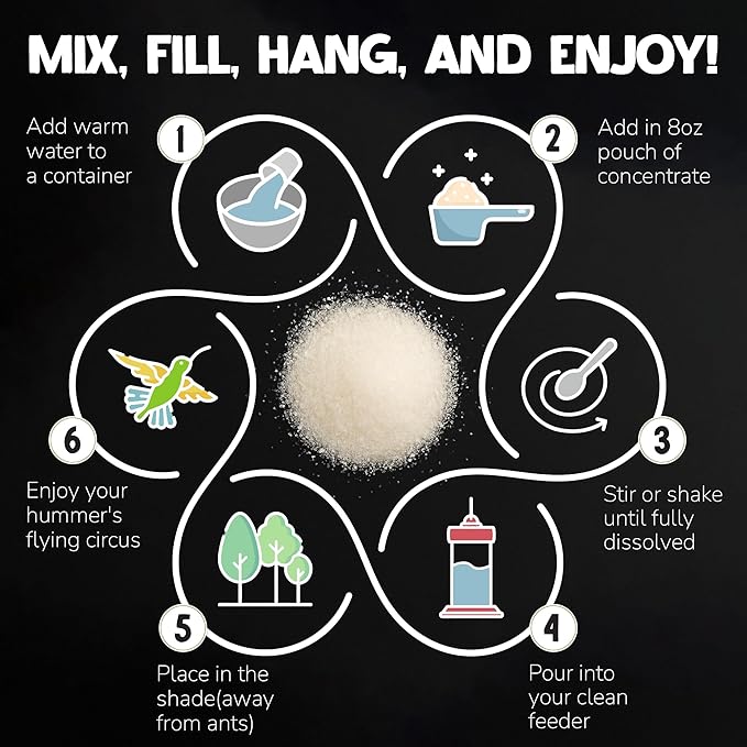 Premium USDA-Certified Organic Hummingbird Food, 8-8oz Packets of Natural Nectar, Outdoor Feeding Essentials (Without Feeder, 8 Pack)