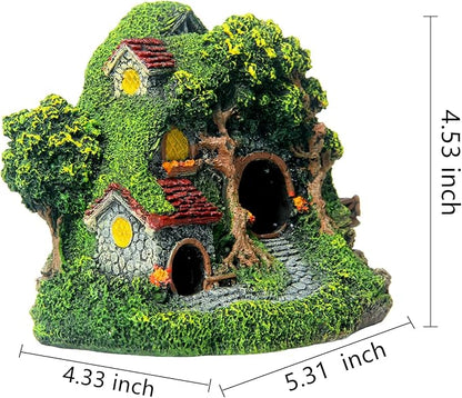 RVQIGYP[Magic Underwater Cabin Fish Tank Landscaping Hobbit House Decoration | Handmade Resin Material Waterproof and Anti-Fading | Fairy Tale Style Aquarium Landscaping Give Away Water Plants