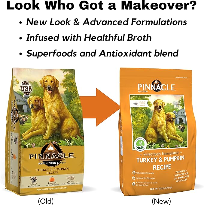 Pinnacle Pet Pinnacle Turkey & Pumpkin Dry Dog Food 22 lb, Infused with Broth