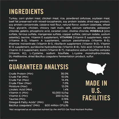 Purina Pro Plan Hairball Management, Indoor Cat Food, Turkey and Rice Formula - 16 lb. Bag