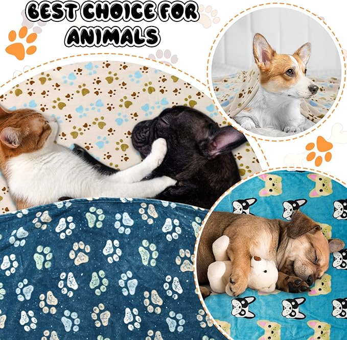 1 Pack 3 Blankets for Dogs Blankets for Medium Dogs Medium Dog Blanket Super Soft Fluffy Premium Fleece Pet Blanket Flannel Throw for Dog Puppy Cat Paw Blanket(30x20 inch)