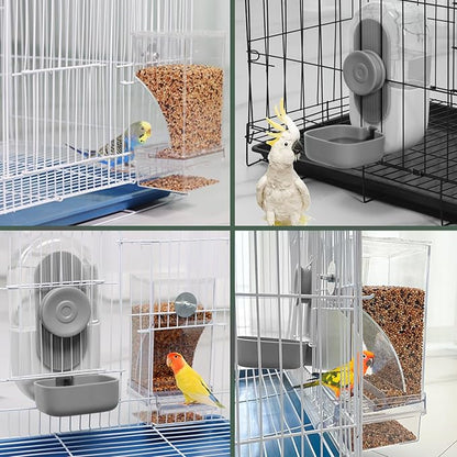 No Mess Bird Feeder & Water Dispenser Set - Automatic Feeding & Hydration, Parakeet Cage Accessories for Parrots, Cockatiels, Finches, Lovebirds & Budgies