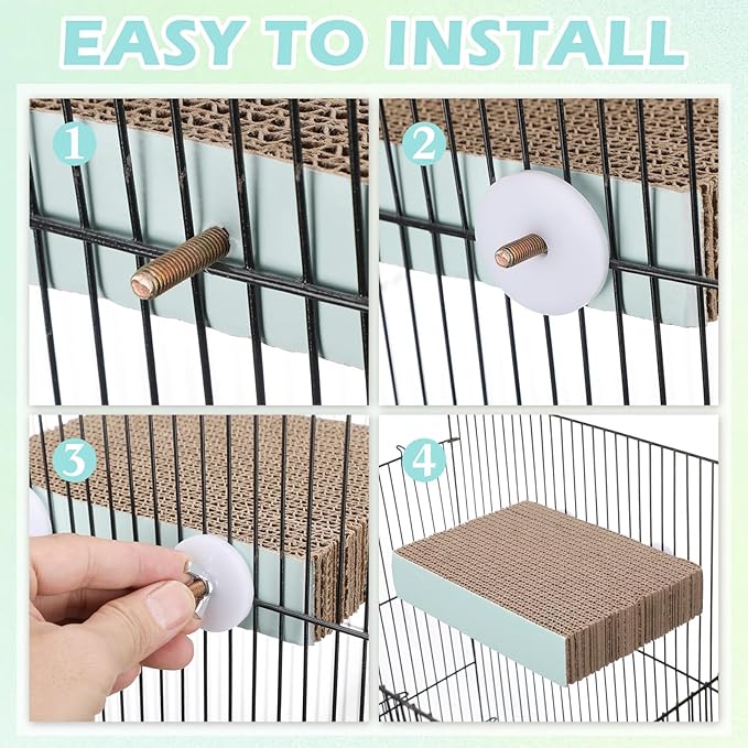 Nuanchu 6 Pcs Bird Perch Stand Toy Parrot Cardboard Platform Bird Paw Grinding Stand Parrot Cage Playground for Macaws Sparrows Parakeet Cockatiel Lovebird(Simple Style)