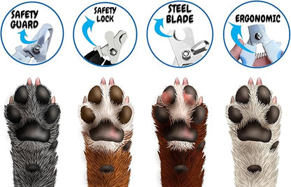 Belizay Dog & Cat Professional Pets Nail Clippers and Trimmers with Poop Bag Rolls Set, Cat and Dog Nail Clippers for Small Dogs with Safety Guard to Avoid Over Cutting. Small Size