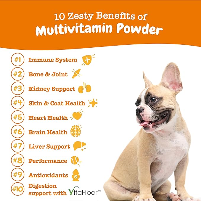 Zesty Paws 10-in-1 Dog Multivitamin - Gut, Immune, Joint, Skin & Coat Support, and More - Dog Vitamins and Supplements Powder - Pet Supplements with Omega Fish Oil & VitaFiber - Salmon - 30 Ct
