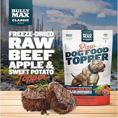 Bully Max Freeze-Dried Raw Dog Food Toppers for Puppies & Adult Dogs - 4 Variety Pack Puppy Treat or Dog Meal Enhancers with Fruits & Veggies - Rich in Vitamins & Minerals for Small & Large Breed Dogs