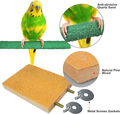 Bird Perches for Conure Stand Natural Wood Platform Bird Nail Trimming Perch Paw Grinding Stick for Parakeet Cockatiels Parrot Perch Bird Cage Accessories