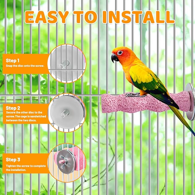6 Pack Bird Beak Grinding Calcium Stone, Parrot Cage Perch Stand Platform Foot Claws Trimmer, Parrot Teething Stone Toy, Bird Cage Accessories for Parakeet, Rabbit, Bunny, Hamster, Chinchilla (Small)