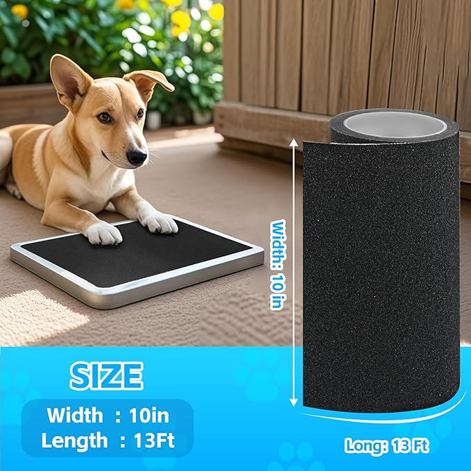 Pet Nail Self Adhesive Replacement Emery Paper, Eases Dog Nail Trimming Anxiety, Suitable for Doors and Walls(10in*13ft, Black)