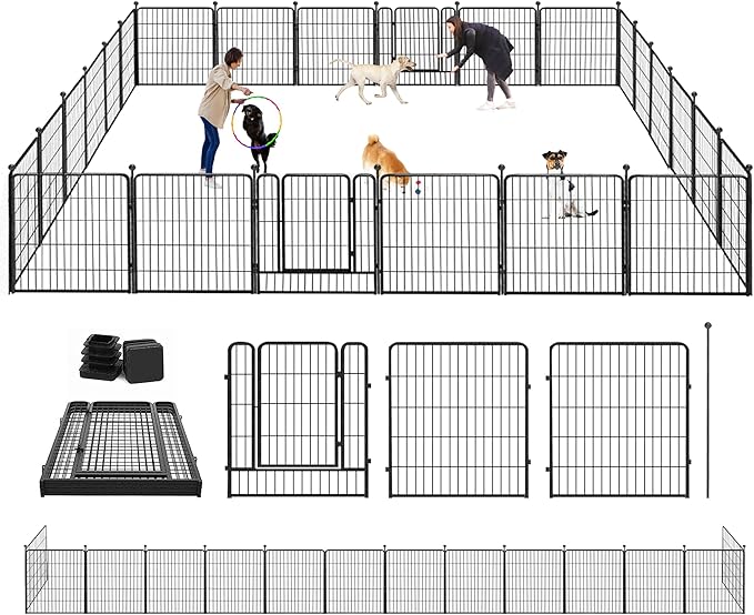 Dog Playpen 32" Height 24 Panels Portable Dog Fence Outdoor for Yard Puppy Playpen Indoor Dog Pen Outdoor for Medium/Small Dogs, Heavy Duty Pet Playpen Dog Kennel for RV, Camping, Yard