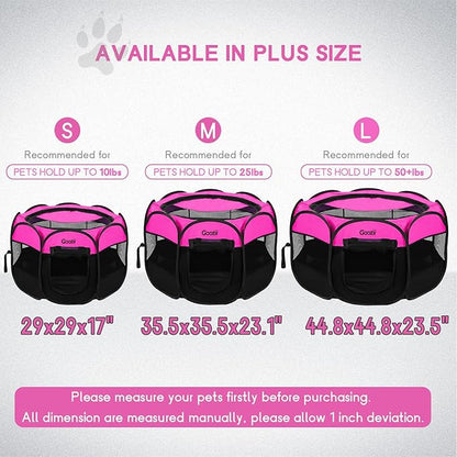 Portable Dog Playpen for Small Dogs Indoor Outdoor, Foldable Pet Puppy Playpens Kennel Tent with Top Cover Door for House Cat Kitty for Dog Lover as (Medium Size, Pink)