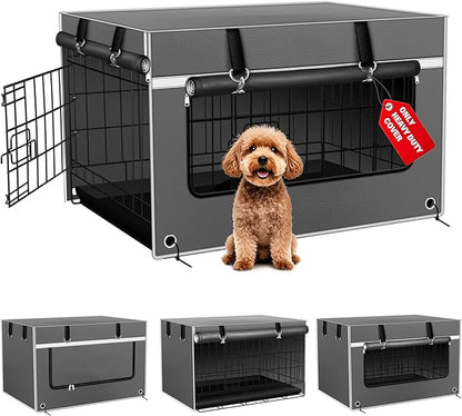 24Inch Dog Crate Cover. Super Thick Light-Blocking Fabric. 24___18___20__ Heavy-Duty Dog Crate Cover. Suitable for Most Wire Dog Crates, for Indoor and Outdoor Use, Gray(Cover Only)