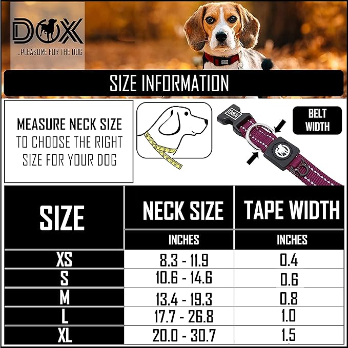 DDOXX Nylon Dog Collar - Reflective & Adjustable - for Dogs Large & Small - Collar for Dogs, Cats & Puppies - Large Wide Dog Collars/Cat Collars/Puppy Collars - Dog Accessories - Purple, M
