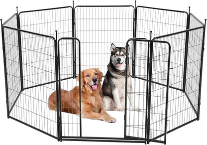 Dog Playpen,40 Inch(H) 21 Ft(L) 8 Panels Dog Fence Indoor/Outdoor,Heavy Duty Metal Pet Puppy Exercise Pen, Wide Door Low Threshold,Portable Pet Playpen for Rv Camping Garden Yard