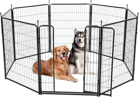 Dog Playpen,40 Inch(H) 21 Ft(L) 8 Panels Dog Fence Indoor/Outdoor,Heavy Duty Metal Pet Puppy Exercise Pen, Wide Door Low Threshold,Portable Pet Playpen for Rv Camping Garden Yard