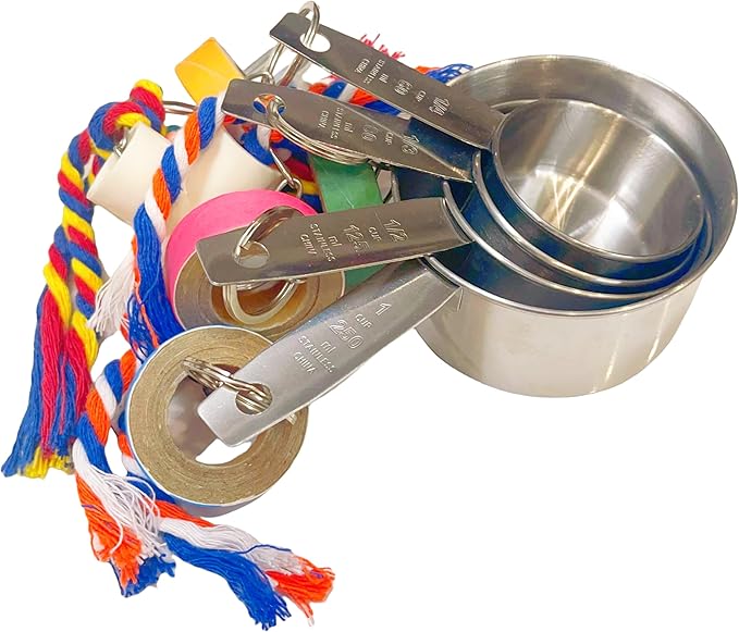 Durable Stainless Steel Pot Bagel Bird Toys for Parrots Cardboard Fatty Bagel Chewing Foraging Shredding for Medium and Large Parrot Amazons Macaws African Greys Cockatoos Eclectus Guaker Chicken