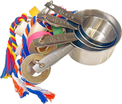 Durable Stainless Steel Pot Bagel Bird Toys for Parrots Cardboard Fatty Bagel Chewing Foraging Shredding for Medium and Large Parrot Amazons Macaws African Greys Cockatoos Eclectus Guaker Chicken