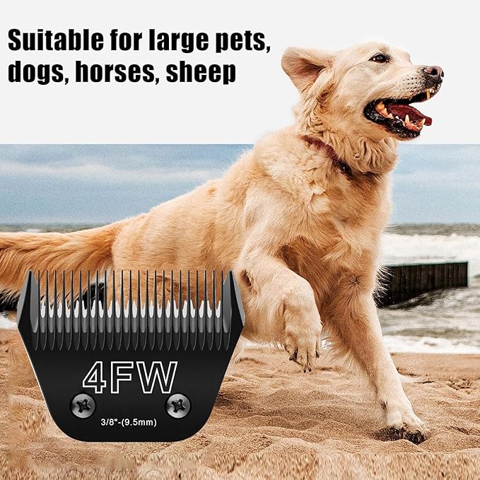 4FW Wide Blades for Dog Grooming Blades Compatible with Andis Dog Clippers Blades,Dog Clipper Blades Compatible with Oster A5,Wahl km10 Dog Clippers for Horse Dog Cat Animals