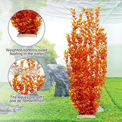 Hamiledyi Aquarium Plastic Plants Aquarium Decor Artificial Fish Tank Plants,Tall Fish Tank Decorations, Extra Large Aquarium Plant 23.6-inch Tall,2PCSï¼_range Style Aï¼