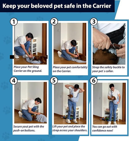 Pet Carrier for Small Dogs & Cats, Sling Carrier with Safety Buckle, Buttons and Front Pocket, Soft, Durable Design, Dog Carriers for Small Dogs 0-12 lbs, Dog Pouch Carrier (Light Grey)