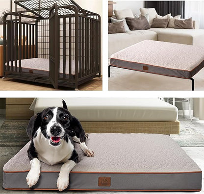Jumbo Dog Bed Extra Large Waterproof Dog Bed, Big Orthopedic Dog Beds with Removable Washable Cover for Extra Large Dogs, Pet Bed Mat Egg-Crate Foam, 3XL(47"X29"X4"), Light Grey