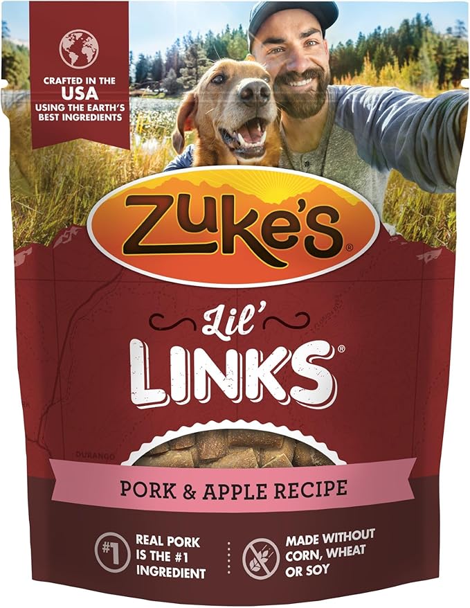 Zuke_ Lil Links Dog Treats for Dogs of All Sizes, Snacking Sausage Treats for Dogs, Pet Treats made with Real Pork & Apple, 6 oz. Resealable Pouch - 6 oz. Bag