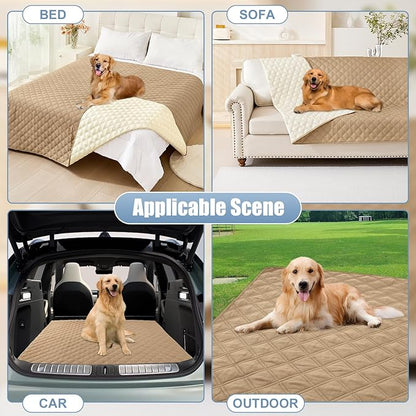 Smiry Waterproof Dog Blanket, Reversible Dog Bed Cover Pet Blanket, Soft Couch Cover for Dogs Washable, Bed Couch Sofa Furniture Protector for Puppy Cat Kids (30"x53", Camel/Beige)