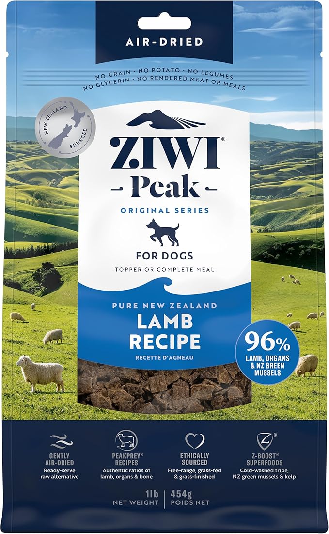 ZIWI Peak Air-Dried Dog Food  Lamb - All Natural, High Protein, Grain Free, Limited Ingredient w/ Superfoods (16oz)