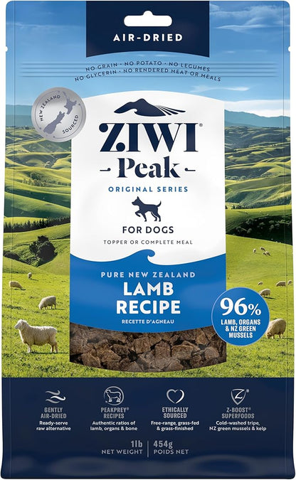 ZIWI Peak Air-Dried Dog Food  Lamb - All Natural, High Protein, Grain Free, Limited Ingredient w/ Superfoods (16oz)