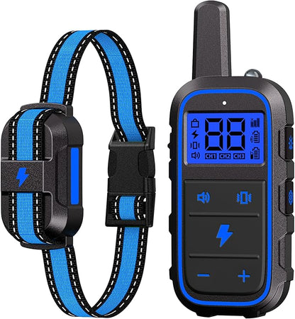 Dog Training Collar Electric Dog Collar with 4 Training Modes and Rechargeable Remote Waterproof Range 3300Ft for Small Medium Large Dogs(Blue)