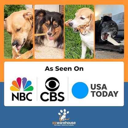 K9warehouse® - 6 Inch Beef Trachea Dog Chews - 12 Count Trachea Flats for Dogs - Packed in USA - Trachea Dog Treats - All Natural Grass-Fed Beef Dog Chews - Rich in Glucosamine Chondroitin