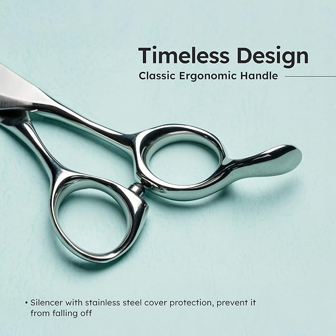 7" Dog Thinning Shears for Grooming  Blending Scissors for Face, Legs & Tail  European Style Fast Hair Release, VG10 Stainless Steel, Handcrafted, 50% Thinning Rate for Smooth Finishing