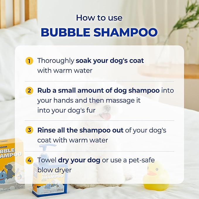 [PETHROOM] Bubble Shampoo for Dogs - Gentle, Deep-Cleaning Formula with Organic Ingredients, Hypoallergenic and Tear-Free, 10.1oz