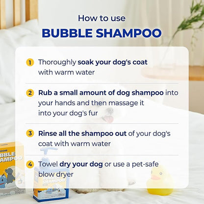 [PETHROOM] Bubble Shampoo for Dogs - Gentle, Deep-Cleaning Formula with Organic Ingredients, Hypoallergenic and Tear-Free, 10.1oz